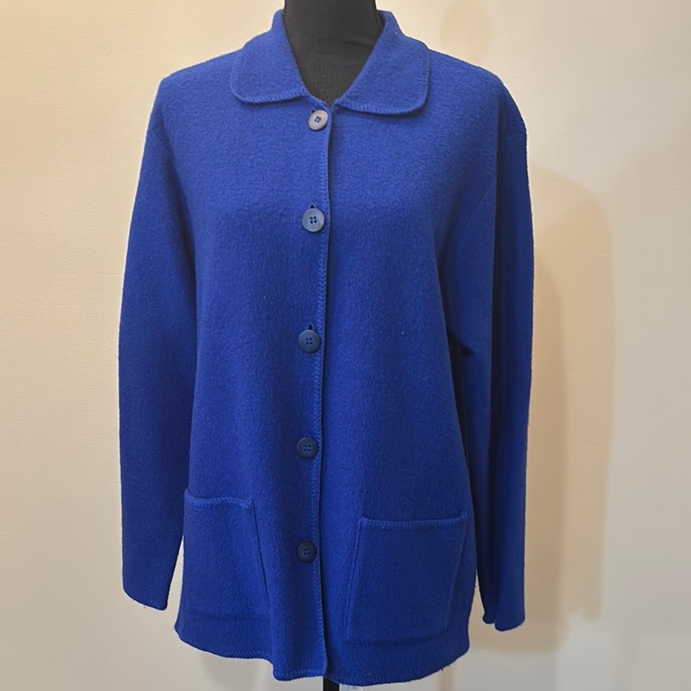 Requirements Women’s Royal Blue Button-Up Cardigan Size M 100% Wool